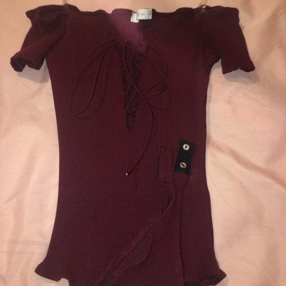 Maroon off the shoulder body suit
